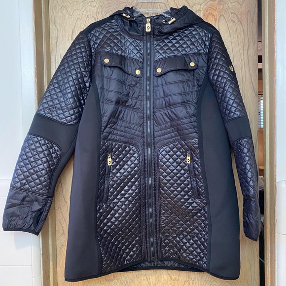NWOT Michael Kors Quilted Knit-Panel Puffer Coat XL - Picture 3 of 10
